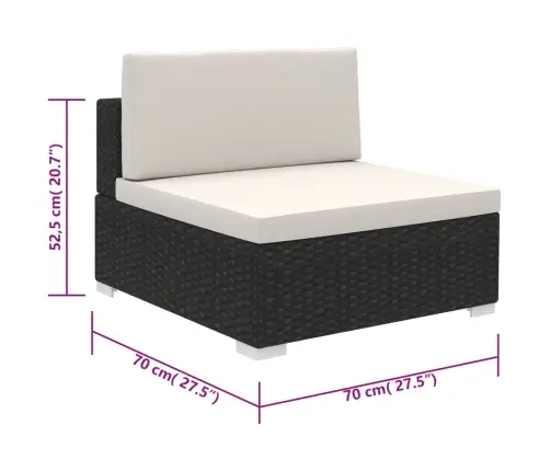 6-Daļīgs Dārza Atpūtas Mēbeļu Komplekts Ar Matračiem, Pe, Melns Vidaxl