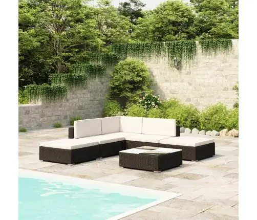 6-Daļīgs Dārza Atpūtas Mēbeļu Komplekts Ar Matračiem, Pe, Melns Vidaxl