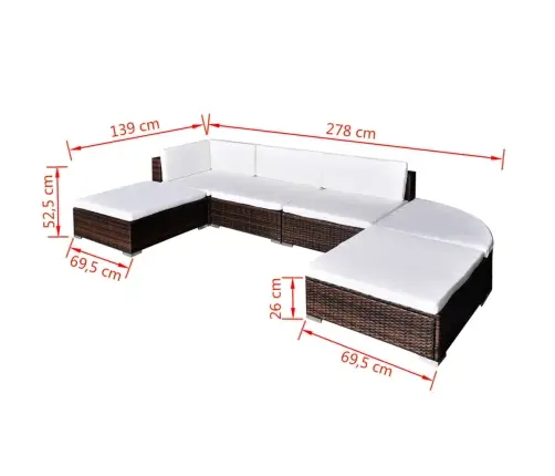 Sodo Poilsio Baldų Komplektas Su Pag., 6D., Rud. Sp., Polir.