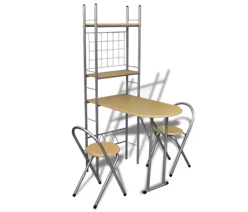 Sulankstomas Baro Baldų Pusryčiams Komplektas Su 2 Kėdėmis