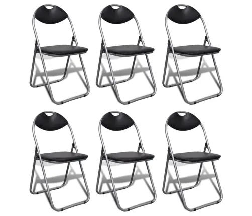 Virtuves Krēsli, Saliekami, 2 Gab., Melna Mākslīgā Āda, Tērauds Vidaxl