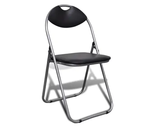 Virtuves Krēsli, Saliekami, 2 Gab., Melna Mākslīgā Āda, Tērauds Vidaxl