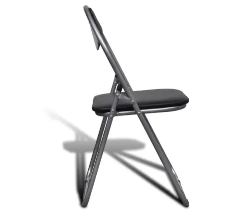 Virtuves Krēsli, Saliekami, 2 Gab., Melna Mākslīgā Āda, Tērauds Vidaxl