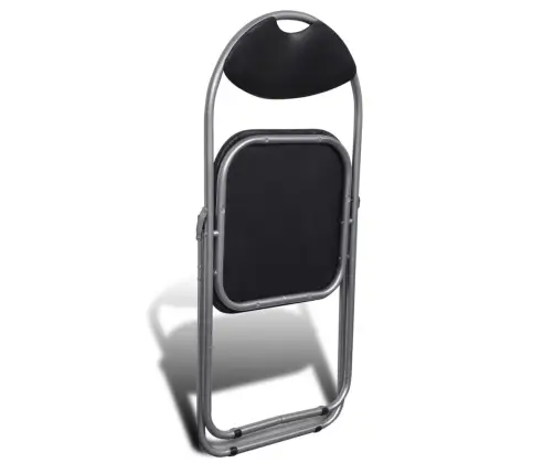 Virtuves Krēsli, Saliekami, 2 Gab., Melna Mākslīgā Āda, Tērauds Vidaxl