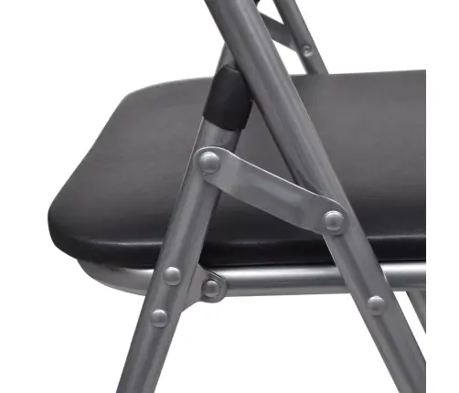 Virtuves Krēsli, Saliekami, 2 Gab., Melna Mākslīgā Āda, Tērauds Vidaxl