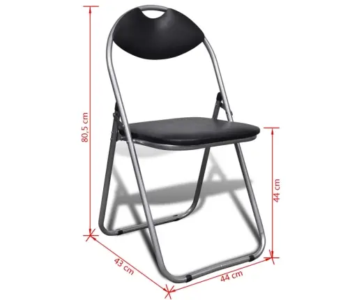Virtuves Krēsli, Saliekami, 2 Gab., Melna Mākslīgā Āda, Tērauds Vidaxl