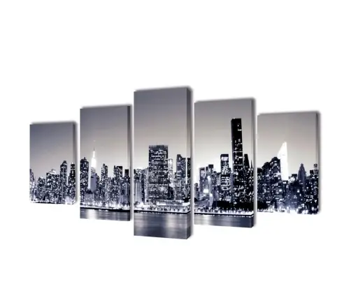 Fotopaveikslas "Niujorko Kontūrai, Monochromija" Ant Drobės 200X100 Cm