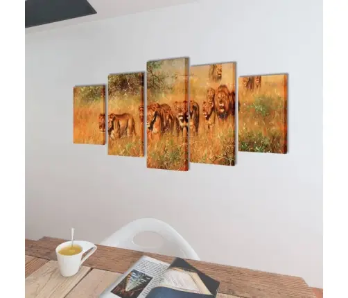 Fotopaveikslas "Liūtai" Ant Drobės 100 X 50 Cm