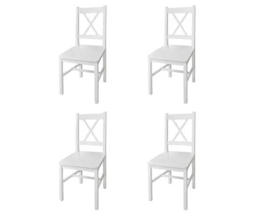 Söögitoolid 4 Tk, Valge, Männipuit