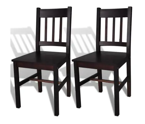 Valgomojo Kėdės, 2Vnt., Tamsiai Rudos, Pušies Mediena