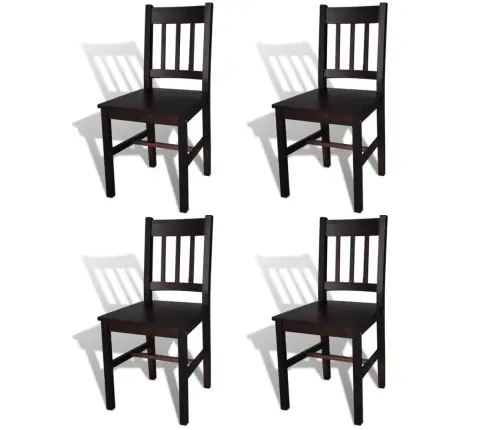 Söögitoolid 4 Tk, Tumepruun, Männipuit