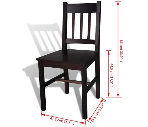 Söögitoolid 4 Tk, Tumepruun, Männipuit