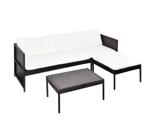 3-Osaline Aiamööbli Komplekt Patjadega, Polürotang, Pruun