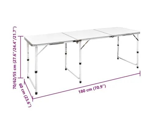 Sulankstomas Stalas Stovyklavimui Iš Aliuminio 180 X 60 Cm