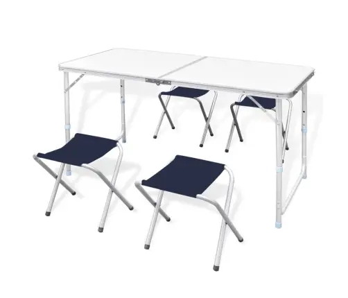 Kokkupandav Matkalaud 4 Taburetiga, Reguleeritav, 120X60 Cm