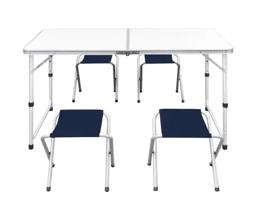 Kokkupandav Matkalaud 4 Taburetiga, Reguleeritav, 120X60 Cm