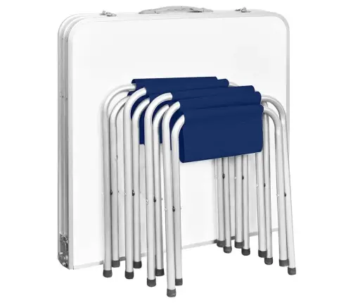 Kokkupandav Matkalaud 4 Taburetiga, Reguleeritav, 120X60 Cm