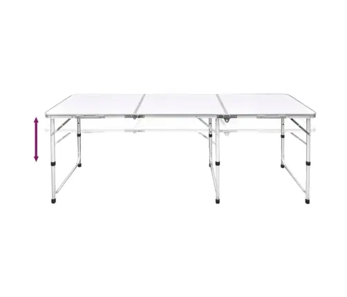 Saliekams Kempinga Galds Un 6 Taburetes, Regulējams Augstums, 180X60Cm