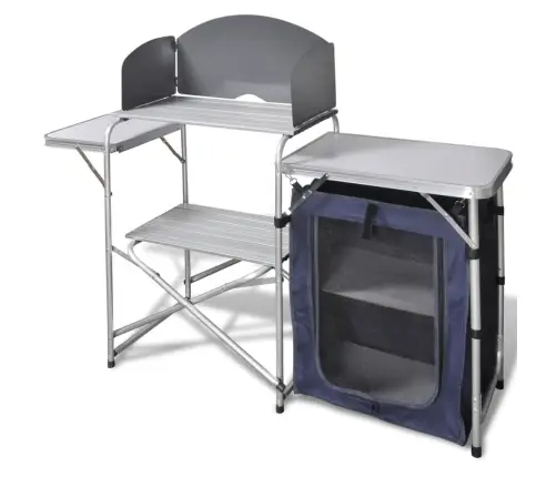 Stovyklavimo Virtuvės Komplektas Su Uždanga Nuo Vėjo, Aliuminis