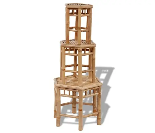 Dārza Taburetes, 3 Gab., Bambuss Vidaxl Dārza Taburetes, 3 Gab., Bambuss Vidaxl