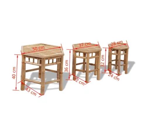 Dārza Taburetes, 3 Gab., Bambuss Vidaxl Dārza Taburetes, 3 Gab., Bambuss Vidaxl
