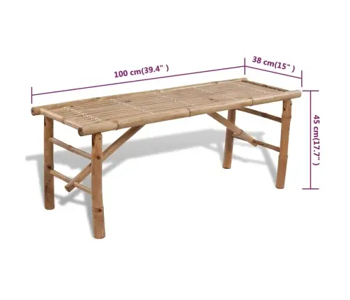Õllelaud 2 Pingiga 100 cm Bambus