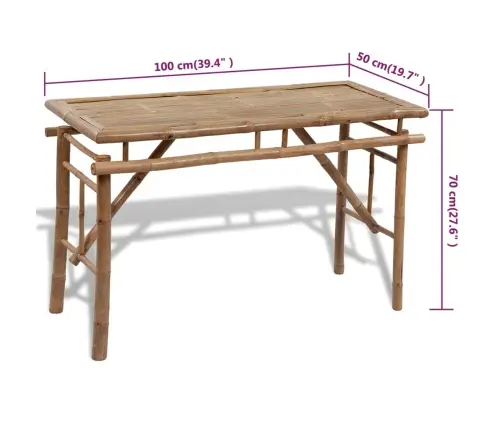 Õllelaud 2 Pingiga 100 cm Bambus