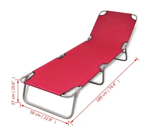 Saliekams Sauļošanās Zvilnis, Pulverkrāsots Tērauds, Sarkans Vidaxl