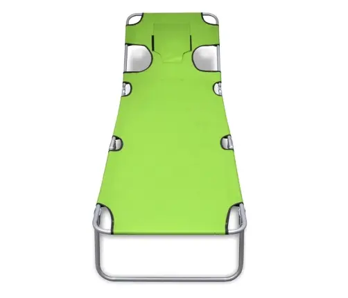 Saliekams Sauļošanās Zvilnis Ar Galvas Spilvenu, Tērauds, Zaļš Vidaxl