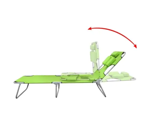 Saliekams Sauļošanās Zvilnis Ar Galvas Spilvenu, Tērauds, Zaļš Vidaxl