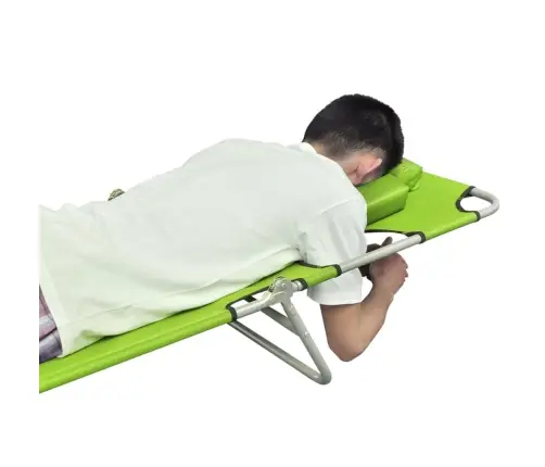 Saliekams Sauļošanās Zvilnis Ar Galvas Spilvenu, Tērauds, Zaļš Vidaxl