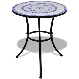 Bistro Galds, 60 Cm, Zila Un Balta Mozaīka Vidaxl