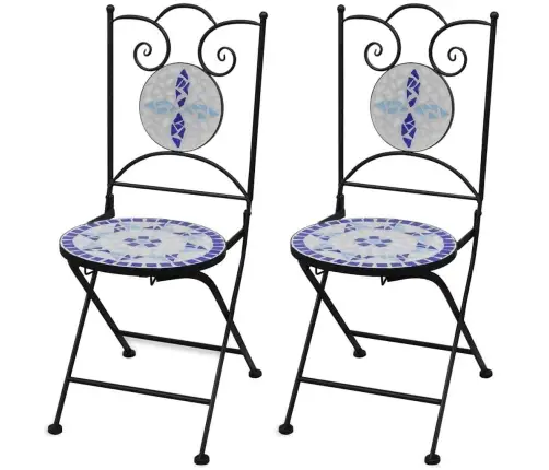 Saliekami Bistro Krēsli, 2 Gab., Keramika, Zili Un Balti Vidaxl