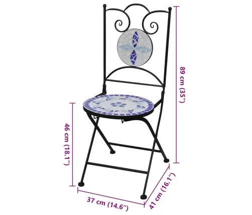 Saliekami Bistro Krēsli, 2 Gab., Keramika, Zili Un Balti Vidaxl