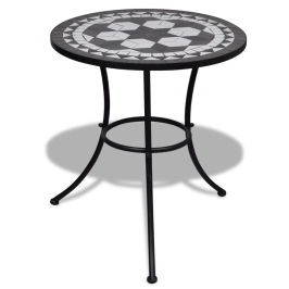 Bistro Galds, 60 Cm, Melna Un Balta Mozaīka Vidaxl