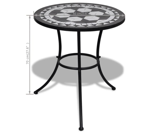Bistro Galds, 60 Cm, Melna Un Balta Mozaīka Vidaxl