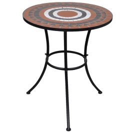 Bistro Galds, 60 Cm, Sarkanbrūna Un Balta Mozaīka Vidaxl