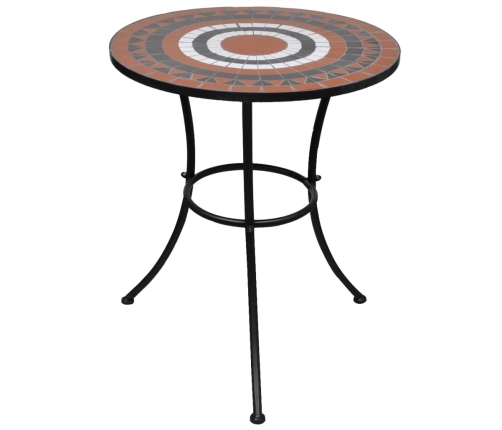 Bistro Galds, 60 Cm, Sarkanbrūna Un Balta Mozaīka Vidaxl
