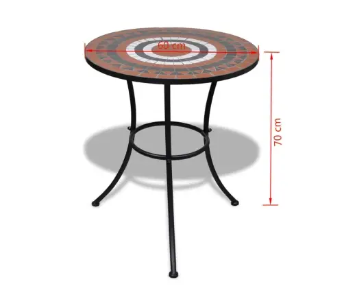 Bistro Galds, 60 Cm, Sarkanbrūna Un Balta Mozaīka Vidaxl