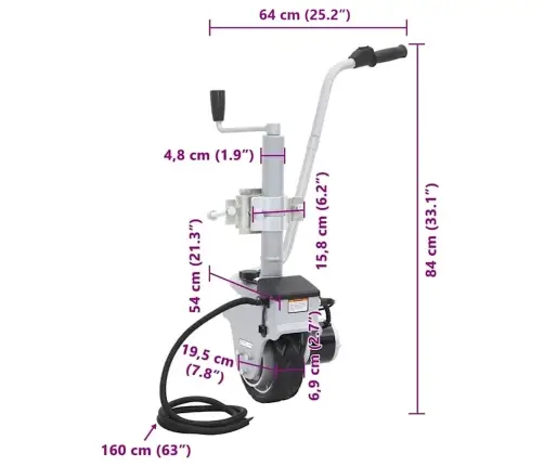 Alumiiniumist Mootoriga Tugiratas Karavanile, 12 V 350 W