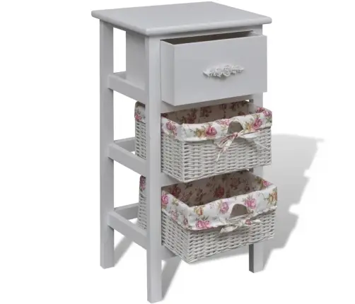 Skapītis Ar 1 Atvilktni Un 2 Groziem, Balts, Paulonijas Koks  Vidaxl