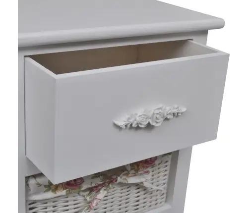 Skapītis Ar 1 Atvilktni Un 3 Groziem, Balts, Paulonijas Koks  Vidaxl