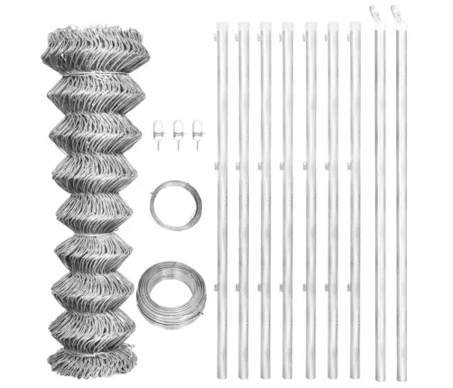 Stiepļu Žogs, Stabi, Cinkots Tērauds, 15X1,25 M, Sudraba Krāsā Vidaxl