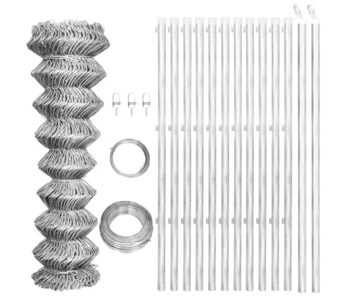 Stiepļu Žogs, Stabi, Cinkots Tērauds, 25X1,25 M, Sudraba Krāsā Vidaxl