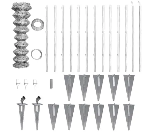 Stiepļu Žogs Ar Stabiem, Mietiņiem, Cinkots Tērauds, 25X1,25 M Vidaxl