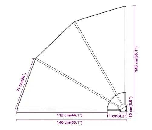 Sulankstoma Šoninė Balkono Markizė, Pilka, 140X140Cm