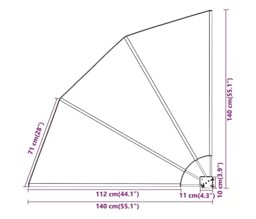 Kokkupandav Rõdu Külgmarkiis Kreemjasvalge 140 X 140 Cm
