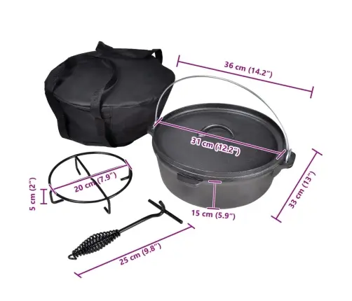 Ugunskura Čuguna Katls 5,6 L Ar Piederumiem