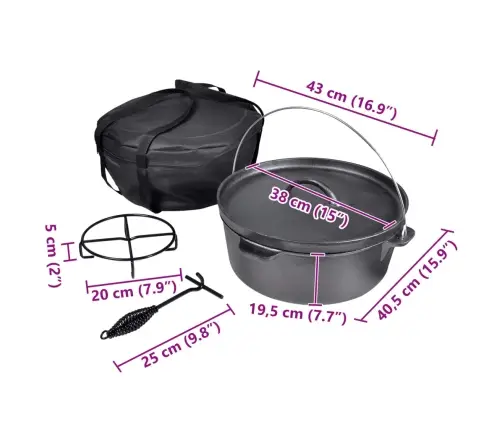 Ketaus Puodas Dutch Oven 11,3 L, Su Priedais
