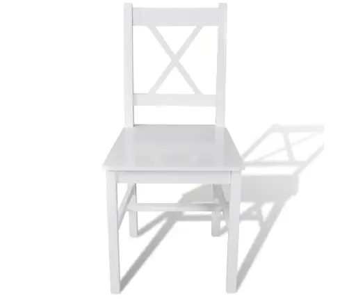 Valgomojo Kėdės, 6 Vnt., Baltos, Pušies Mediena